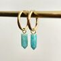 Amazonite Gemstone Spike Hoop Earrings In Gold Vermeil, thumbnail 6 of 6