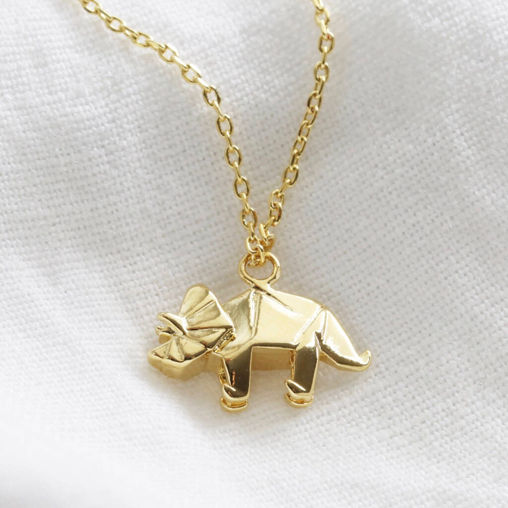 Origami Triceratops Dinosaur Charm 
