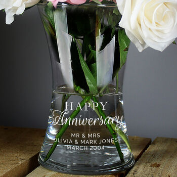 Personalised Happy Anniversary Glass Vase, 2 of 5