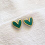 Forest Green Polymer Clay Heart Studs, thumbnail 4 of 5