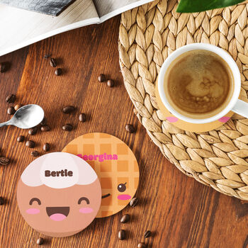 Personalised Kawaii Biscuit Coaster Four Designs, 3 of 5