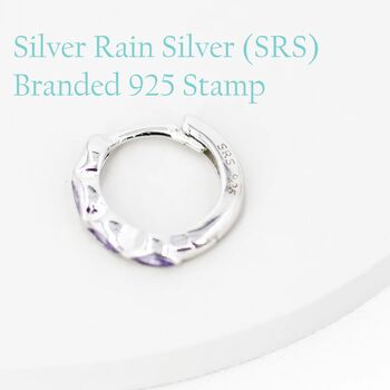 Marquise Cz Huggie Hoop In Sterling Silver, 7 of 11