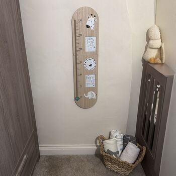 Nursery Room, Safari Animals Wooden Height Chart With Photo Frames, 2 of 7