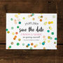 Confetti Swirl Save The Date Card Or Fridge Magnet, thumbnail 4 of 11
