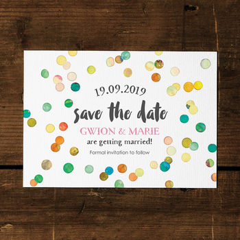 Confetti Swirl Save The Date Card Or Fridge Magnet, 4 of 11