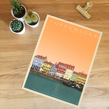 Personalised Copenhagen Vintage Style Travel Print, 4 of 6