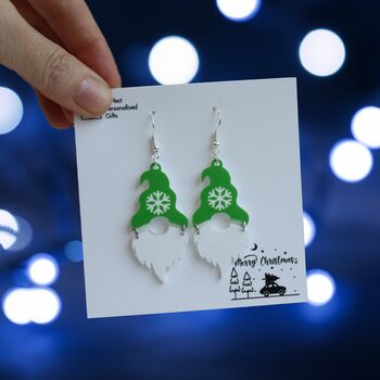 Christmas Snowflake Gnome Gonk Earrings, 2 of 6