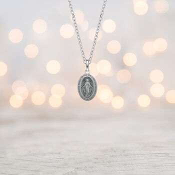 Personalised Oxidised Miraculous Medal Necklace, 2 of 12