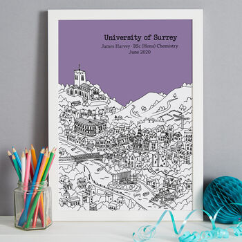 Personalised Guildford Graduation Gift Print, 8 of 9