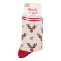 Christmas Reindeer Stags Holly Bamboo Ankle Socks Women's Cream Red, thumbnail 3 of 4