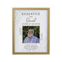 Personalised 'Reserved For' Memorial Photo Wedding Seat Sign Oak Frame, thumbnail 3 of 3