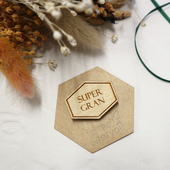 Wooden Super Gran Brooch, 2 of 2