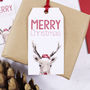 Santa Hat Reindeer Gift Tag, thumbnail 3 of 3