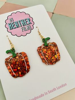 Bell Pepper Glitter Resin Earrings, 7 of 11