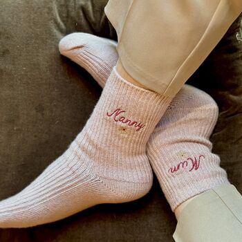 Personalised Cashmere Socks With Flower, 5 of 6