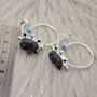 Black Onyx, Agate, Turquoise, Sterling Silver Hoop Earrings, thumbnail 6 of 8