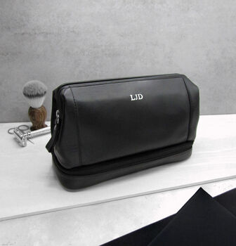 Personalised Special Date Men's Leather Wash Bag, 3 of 8