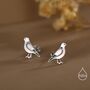 Sterling Silver Eurasian Collared Dove Earrings, thumbnail 1 of 11