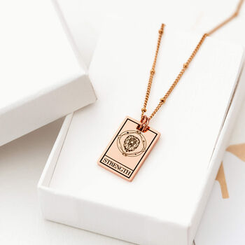 Engraved Minimalist Tarot Card Necklace, 5 of 11