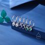 Sterling Silver Sapphire Blue Cz Huggie Hoop Earrings With Sleeper Hoops, thumbnail 3 of 12