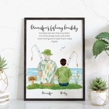 Personalised Fishing Gift, Grandad Fishing Print, 2 of 11