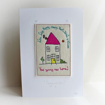 New Home Card, Embroidered, Personalised, 9 of 12