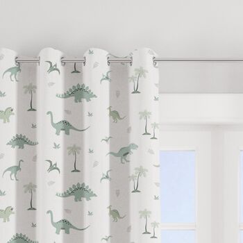 Dinosaurs Blackout Lined Curtains, Green, 2 of 4