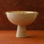 Travertine Pedestal Bowl With Brass Handles, thumbnail 1 of 2