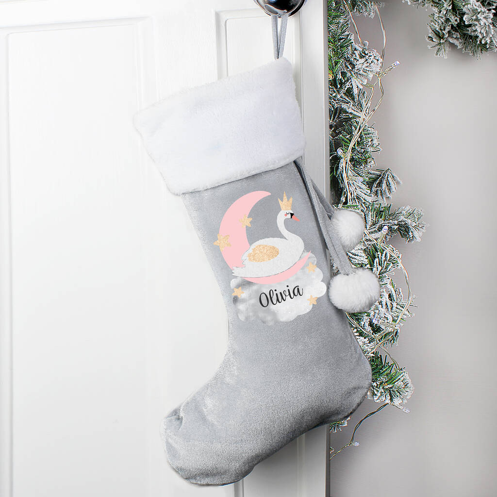 Personalised Festive Swan Christmas Stocking