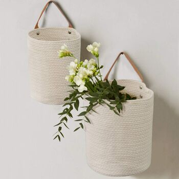 Set Of Two Wall Hanging Basket Woven Storage, 4 of 5