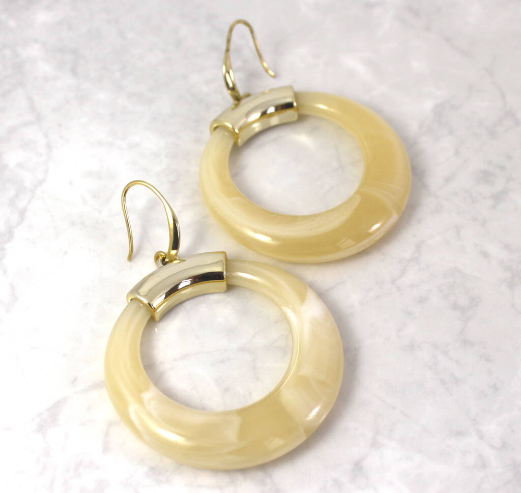 Marbled Resin Hoop Earrings By Lucy Loves Neko