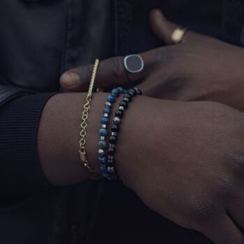 Mens Bracelet Black Onyx Vintage Gold Colour Bracelet, 3 of 11