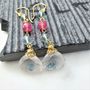Rare Rose Quartz, London Blue Topaz Gold Earrings, thumbnail 6 of 6