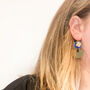 Blue Ink And Gold Foil Statement Drop Earrings, thumbnail 5 of 9