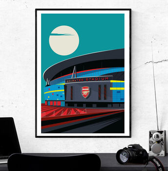 Arsenal Under The Moon Illustrated Art Print Of London, 3 of 4