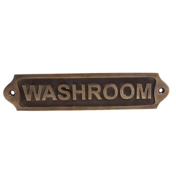 Polished Brass Washroom Plaque Sign, 4 of 12