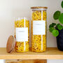 Acacia Storage Jar With Personalised Waterproof Label, thumbnail 10 of 11