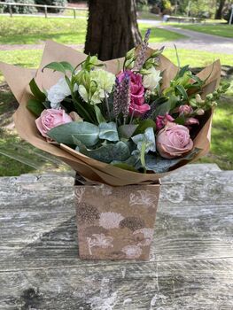 Pinks Hand Tied Bouquet Includes Pink Roses, 9 of 10