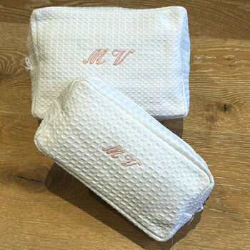 Monogramed Set Of Cosmetic Bags, 3 of 7