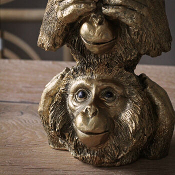 Gold Evil Monkey Mantra Candlestick, 3 of 5