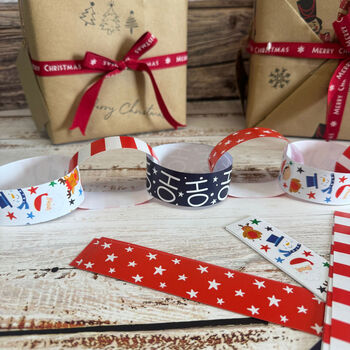 Festive Santa And Friends Paper Christmas Chains Red And Blue, 3 of 4