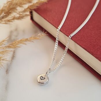 Tiny Solid Sterling Silver Heart Pebble Necklace, 3 of 7