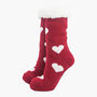 Women's Long Slipper Socks Grip Sole Hearts Red, thumbnail 1 of 3