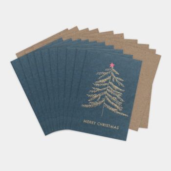 Gold Glitter Tree Christmas Cards Pack, 4 of 5