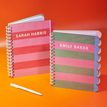 Personalised Jumbo Striped Scallop Wooden Notebook, 3 of 5