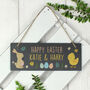 Personalised Easter Bunny And Chick Slate Hanging Sign, thumbnail 1 of 5