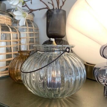 Ribbed Glass Hanging Lantern, 3 of 6