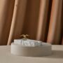Handmade White Marble Ashtray With Gold Eagle Accent, thumbnail 2 of 5