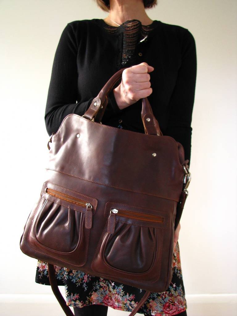 Brown Leather Handbag Tote With Pockets By The Leather Store | 0