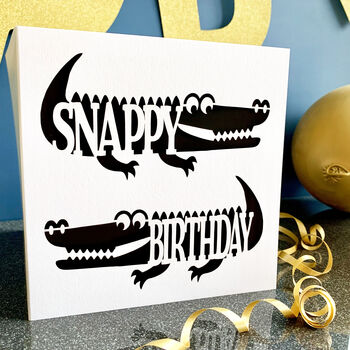 'Snappy Birthday' Crocodile Card, 2 of 4